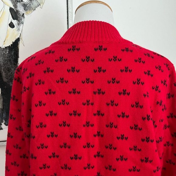 NWOT Talbot's Red Zip Front Nordic Deer Cardigan Sweater Size Small - Picture 9 of 11
